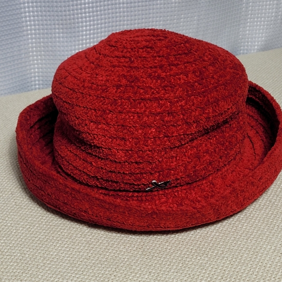 70s VTG BETMAR New York Ruby Red Breton Style Rolled Kettle Brim Hat Women\'s main image 7